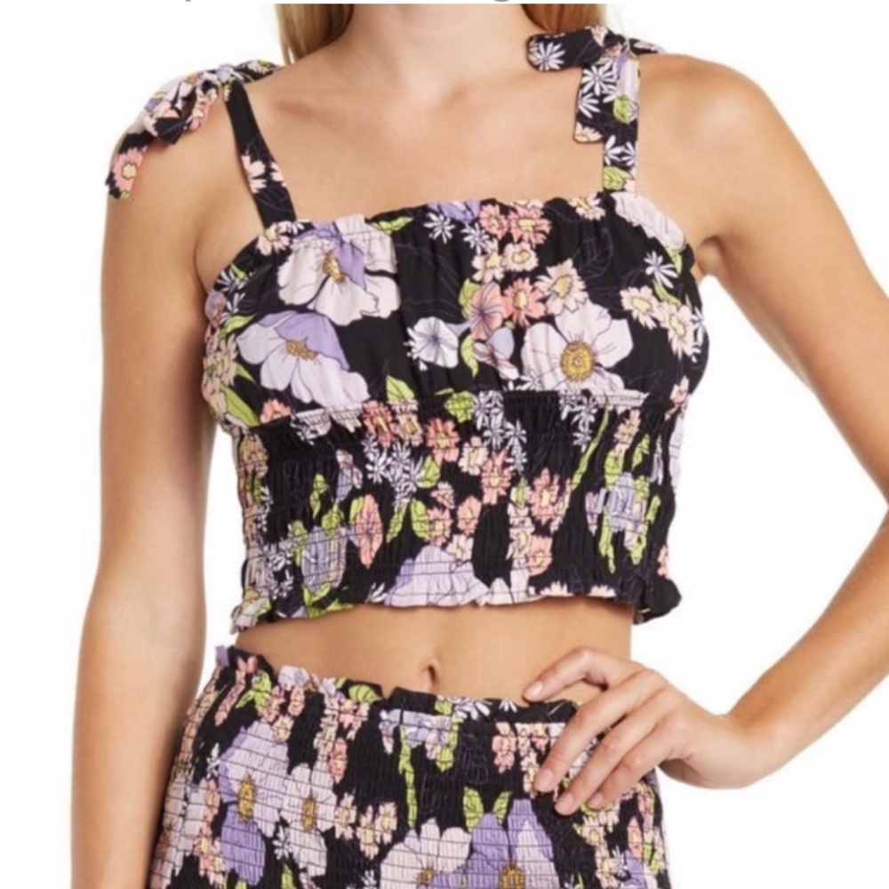 AFRM Stein smocked crop top